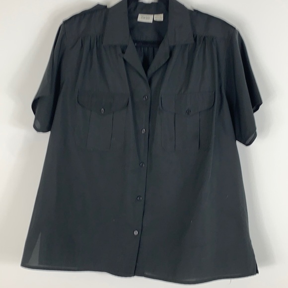Priority ONE black short sleeved button top 18 - Picture 1 of 7